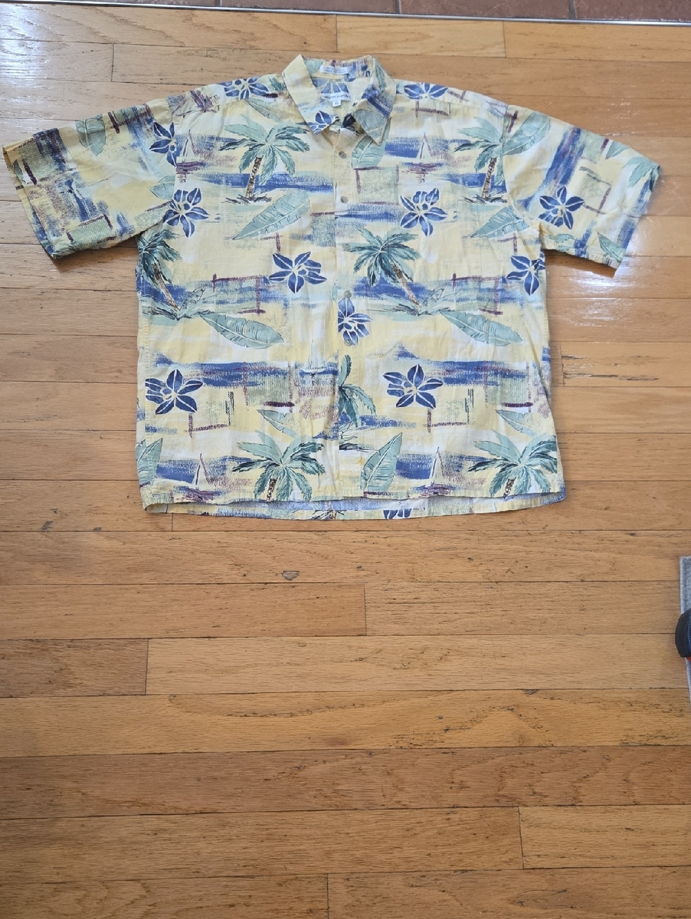 Vintage Pierre Cardian Tropical Print With Trees & Hisbicus Men's Size XL